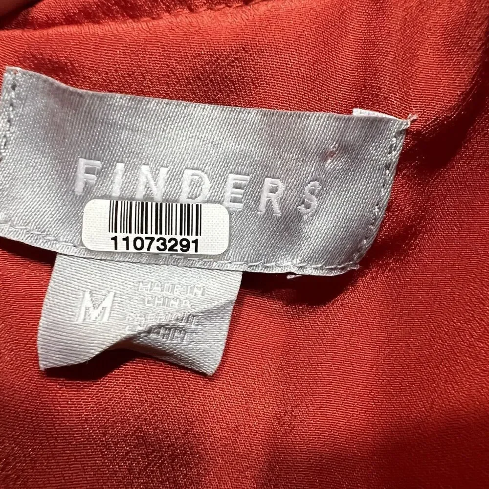 Finders Keepers Memento Dress Red Asymmetrical Ruffle Hem Embroidery Sz M - Picture 11 of 16